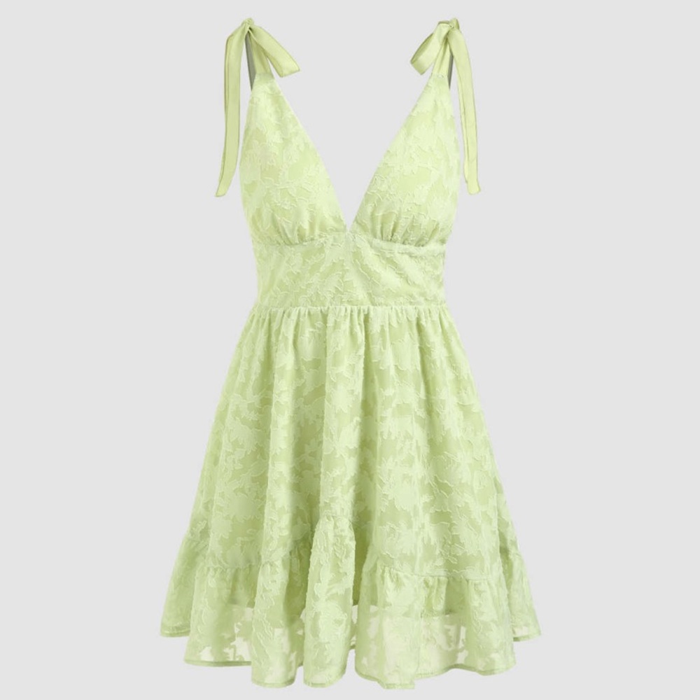 Tie shoulder v neck mini dress